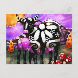 Whimsical Abstract Momma & Baby Cow Funky Farm Briefkaart