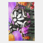 Whimsical Abstract Momma & Baby Cow Funky Farm Theedoek (Verticaal)