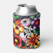 Whimsical Abstract Puffin Bird In Flowers Blikjeskoeler (Blikje Voorkant)