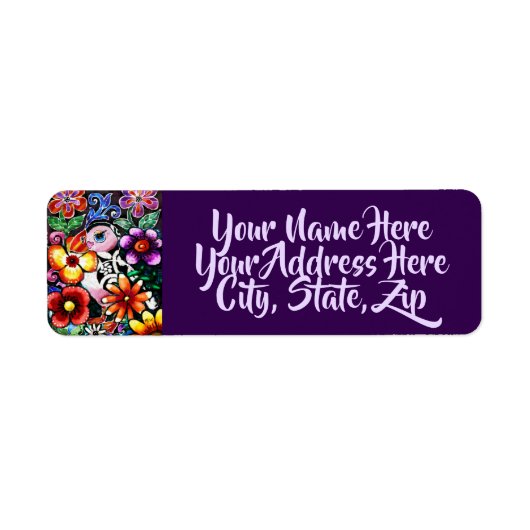 Whimsical Abstract Puffin Return Address Label (Voorkant)