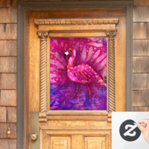Whimsical Abstract Roze Flamingo Tropisch Raamsticker
