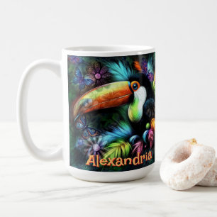 Whimsical Abstract Toekan Vogel Persoonlijk Koffiemok