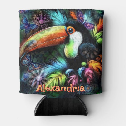 Whimsical Abstract Toucan Bird Personalized Blikjeskoeler (Voorkant)