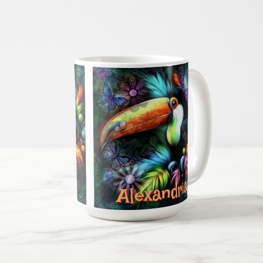 Whimsical Abstract Toucan Bird Personalized Koffiemok (Voorkant rechts)