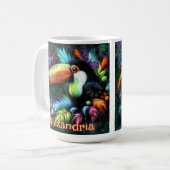 Whimsical Abstract Toucan Bird Personalized Koffiemok (Voorkant links)