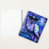 Whimsical Abstract Uil Big-Eyed Blue Paarse Planner (Display)