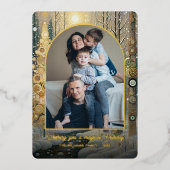 Whimsical Abstract Winter Wonderland Art Gold Folie Feestdagenkaart (Voorkant)