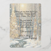 Whimsical Abstract Winter Wonderland Art Gold Folie Feestdagenkaart (Achterkant)