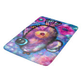 Whimsical Abstracte Big-Eye Fish Paarse Blauwgroen Badmat (Gekanteld)