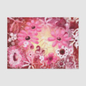 Whimsical Abstracte Bloemen Roze Rode Decoupage Tissuepapier (Voorkant)
