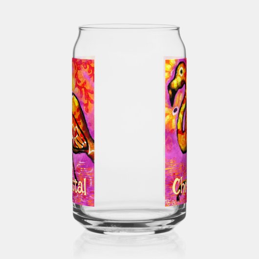 Whimsical Abstracte Flamingo Bird gepersonaliseerd Blikvorm Glas (Rechts)