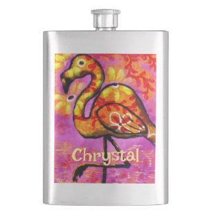 Whimsical Abstracte Flamingo Bird gepersonaliseerd Flacon
