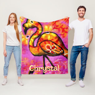 Whimsical Abstracte Flamingo Bird gepersonaliseerd Fleece Deken
