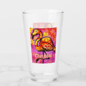 Whimsical Abstracte Flamingo Bird gepersonaliseerd Glas (Achterkant)