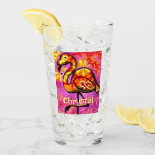 Whimsical Abstracte Flamingo Bird gepersonaliseerd Glas
