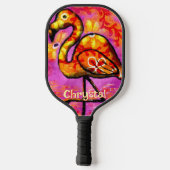 Whimsical Abstracte Flamingo Bird gepersonaliseerd Pickleball Paddle (Achterkant)