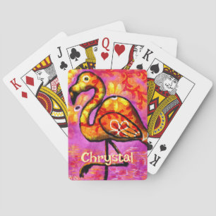 Whimsical Abstracte Flamingo Bird gepersonaliseerd Pokerkaarten