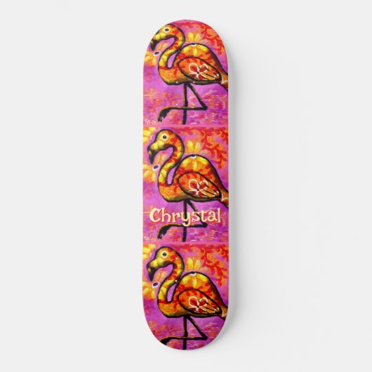 Whimsical Abstracte Flamingo Bird gepersonaliseerd Skateboard (Voorkant)