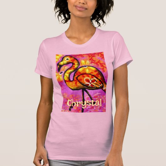 Whimsical Abstracte Flamingo Bird gepersonaliseerd T-shirt (Voorkant)