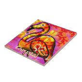 Whimsical Abstracte Flamingo Bird gepersonaliseerd Tegeltje (Zijkant)