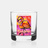 Whimsical Abstracte Flamingo Bird gepersonaliseerd Whisky Glas (Voorkant)