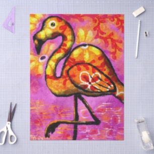 Whimsical Abstracte Flamingo Bloemen Decoupage Tissuepapier