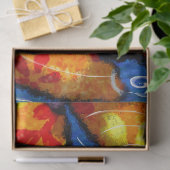 Whimsical Abstracte Koi Goudvis Sinaasappel Blauwe Tissuepapier (Geschenk)