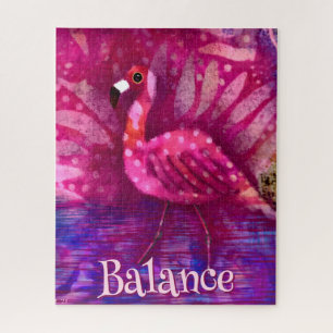 Whimsical Abstracte roze flamingo gepersonaliseerd Legpuzzel