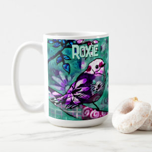 Whimsical Abstracte Vogel Bloemige Gepersonaliseer Koffiemok