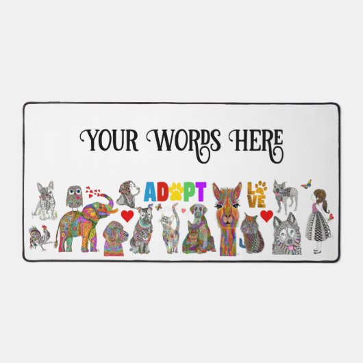 Whimsical Adopt Love Dier Assortiment Desk Mat (Voorkant)