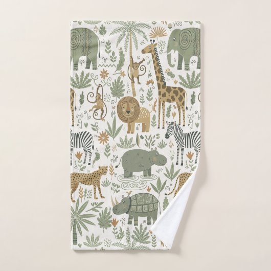 Whimsical African Animals Pattern ID1263 (Serviette à main)