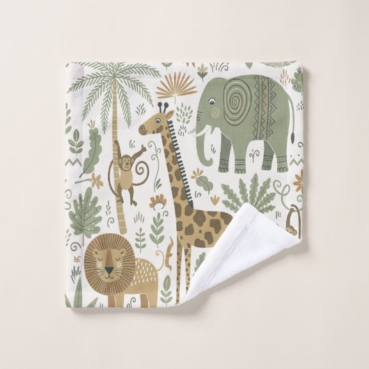 Whimsical African Animals Pattern ID1263 Bad Handdoek (Wasdoekje)