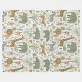 Whimsical African Animals Pattern ID1263 Fleece Deken (Voorkant (Horizontaal))
