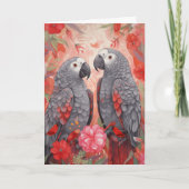 Whimsical African Grey Kerst Kaarten (Voorkant)