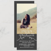 Whimsical Afstuderen Cute Typography Photo Charcoa Aankondiging (Voorkant / Achterkant)