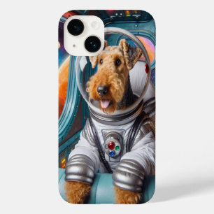Whimsical Airedale Terrier Werkt Als Astronaut Case-Mate iPhone 14 Hoesje