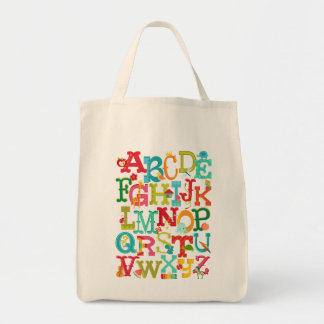 Whimsical-alfabet voor kinderen Canvas tas