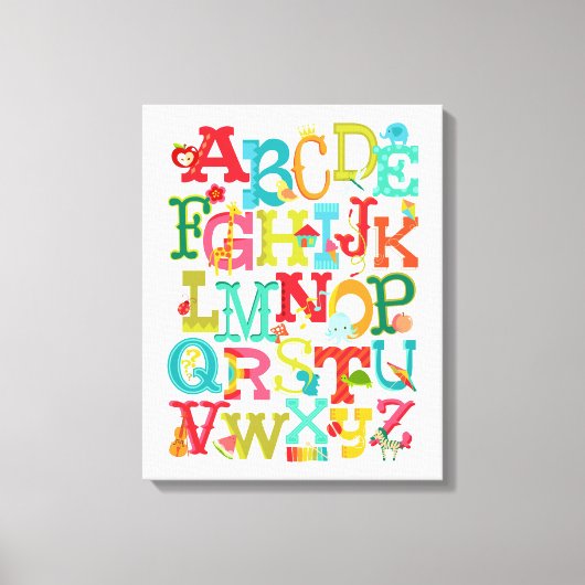 Whimsical alfabet voor kinderen stretched canvas k afdruk (Voorkant)