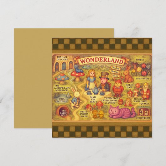 Whimsical Alice Adventures in Wonderland Map (Voorkant / Achterkant)
