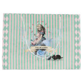 Whimsical Alice blue gestreept bloemenverjaardag Groot Cadeauzakje (Achterkant)