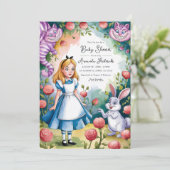 Whimsical Alice in Wonderland Baby shower Kaart (Staand voorkant)