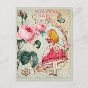 Whimsical Alice in Wonderland Collage Baby shower Kaart