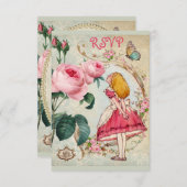 Whimsical Alice in Wonderland Collage RSVP (Voorkant / Achterkant)