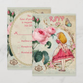 Whimsical Alice in Wonderland Collage RSVP Kaartje (Voorkant / Achterkant)