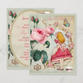 Whimsical Alice in Wonderland Collage Sip & See Kaart (Voorkant / Achterkant)