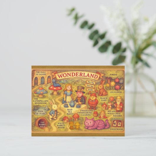 Whimsical Alice in Wonderland Kaart (Staand voorkant)