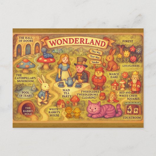Whimsical Alice in Wonderland Kaart (Voorkant)