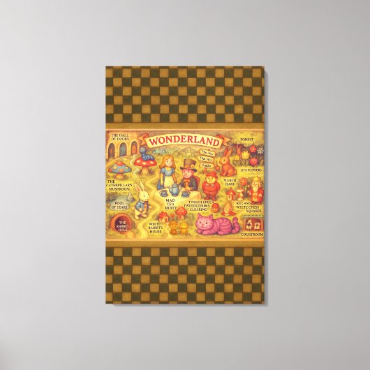 Whimsical Alice in Wonderland Kaart Canvas Afdruk (Voorkant)
