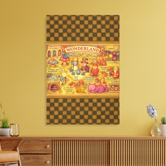 Whimsical Alice in Wonderland Kaart Canvas Afdruk (Insitu (Woonkamer))
