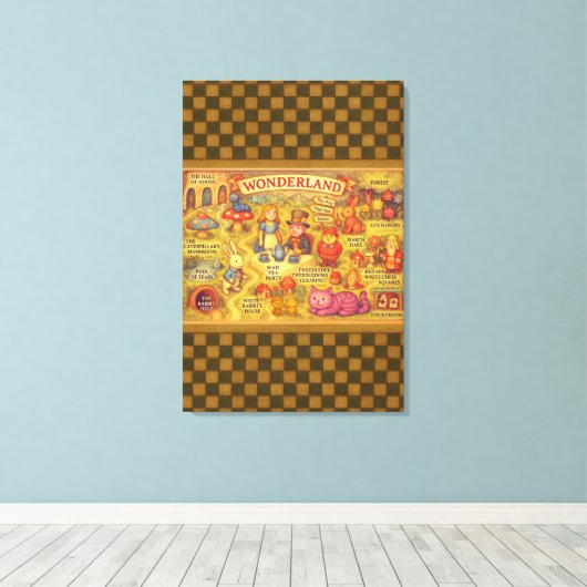 Whimsical Alice in Wonderland Kaart Canvas Afdruk (Insitu (Houten vloer))